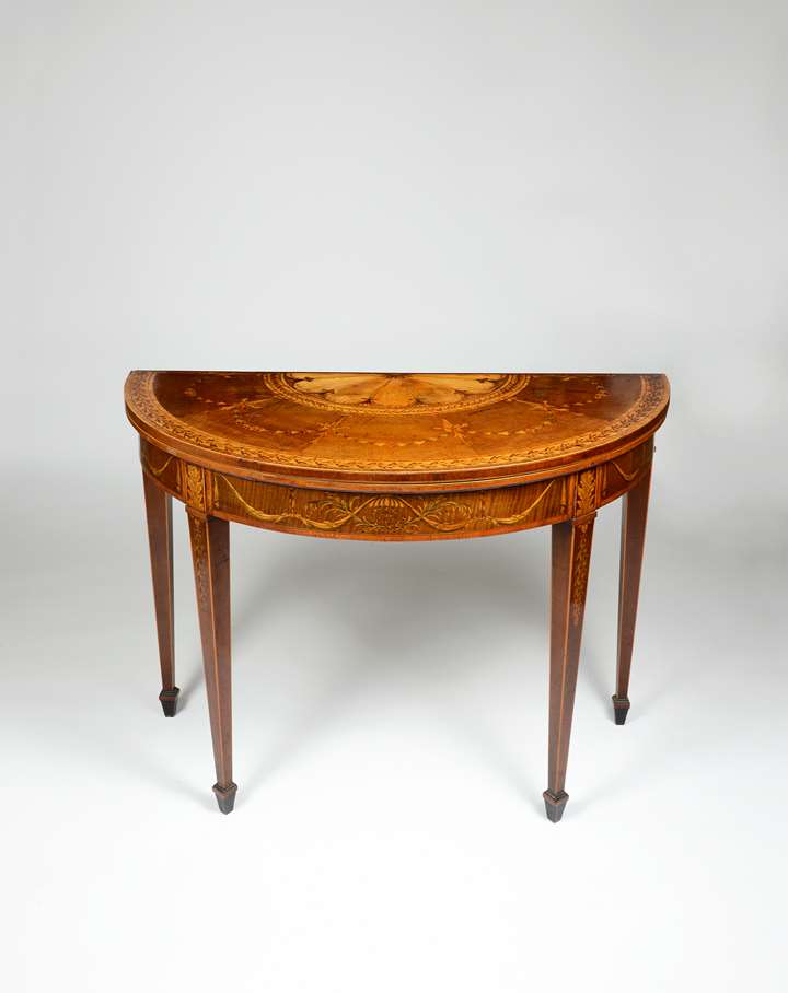 A Particularly Rare George III Period Fiddleback and Marquetry card table